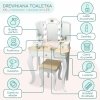 Drewniana toaletka XXL z taboretem i oświetleniem LED dla dzieci + akcesoria